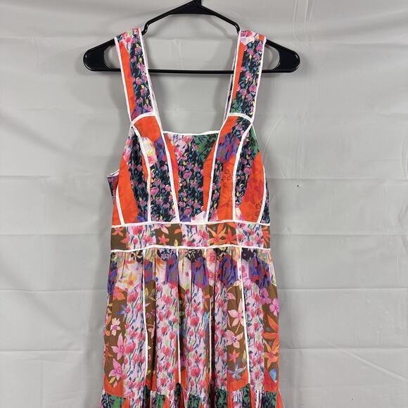 Anthropologie Dress 2P Bhanuni by Jyoti Square Neck Maxi Floral Patchwork Boho - Picture 5 of 16